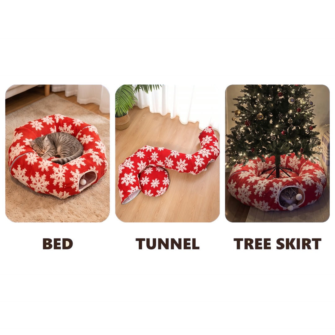 Bed, tunnel and tree skirt